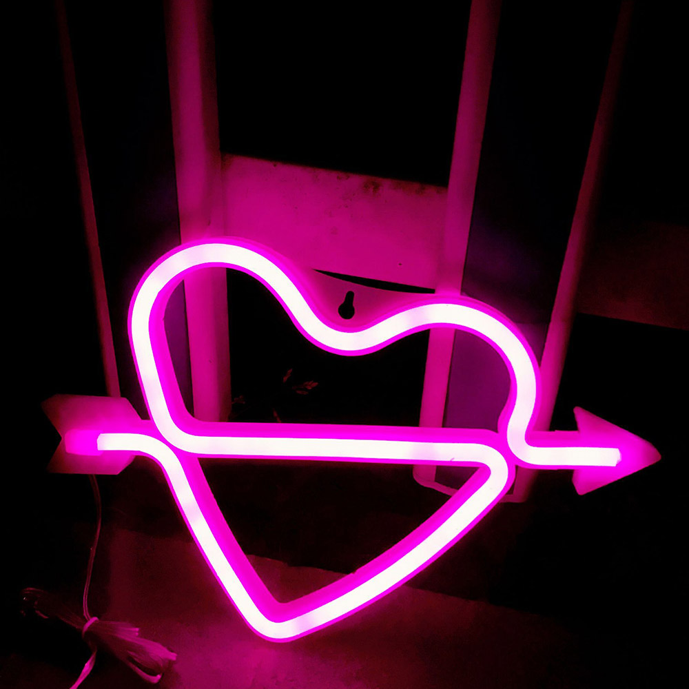 Mooie nachtlampjes neonbord hart tafellamp voor bar thuis feestdecoratie kerstmis verjaardag kind koppellampjes: Roze
