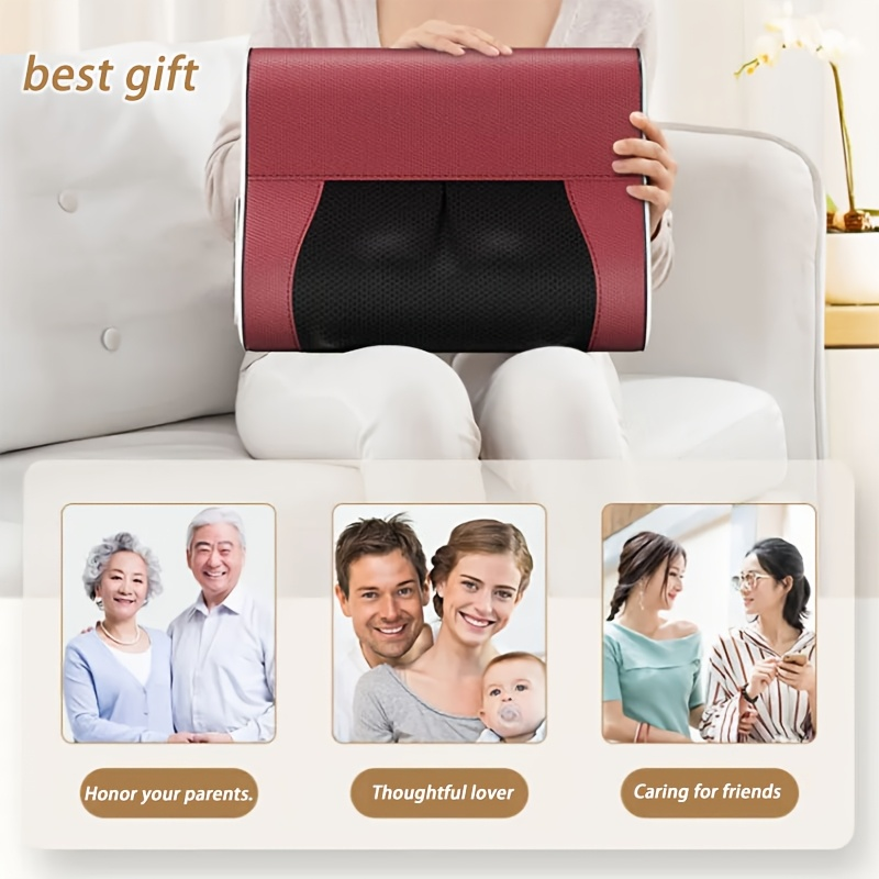 Neck Massager, Massage Pillow with 20 Massage Heads, Kneading and Heating Functions, 6-Button Control Suitable for Shoulders, Neck, Waist, and Back, Multi-Area Massager, Dual Modes for Home and Office Use,