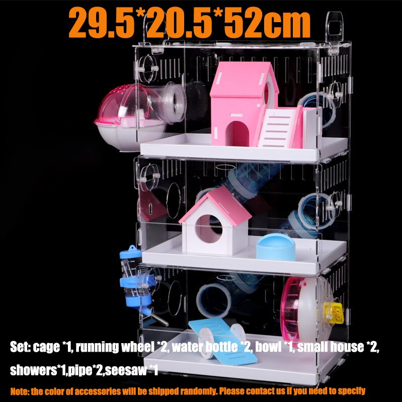 Transparent acrylique Hamster maison petite Cage pour animaux de compagnie surdimensionné Villa cobaye base Cage jouet fournitures paquet nid avec le tuyau