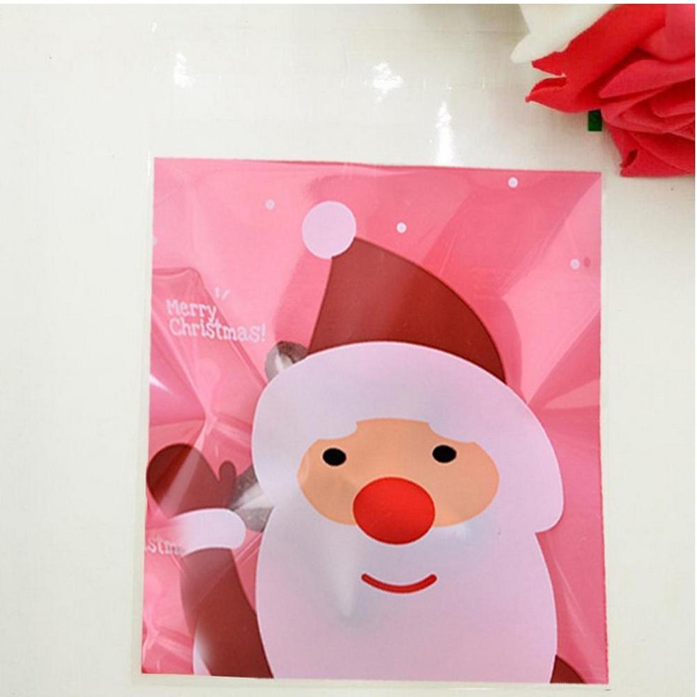 100pcs 4X6inch Merry Christmas Plastic Bag Self Adhesive Cookies Candy Bags Santa Claus Snowflake Xmas Plastic Bags TDH