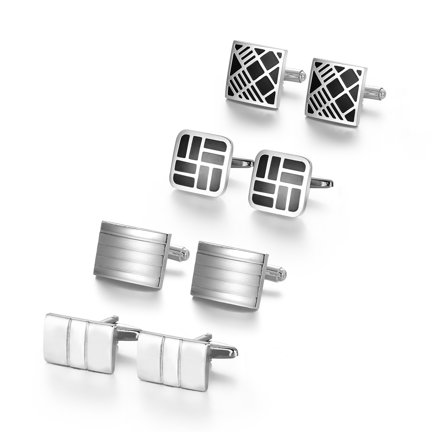Juego de 4 pares de gemelos para hombre, recuerdos de boda, para padrinos de boda, camisa para hombre, gemelos con caja, joyería de lujo, pinzas para corbata