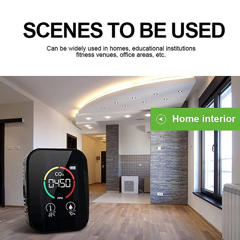 GTBL Air Monitor CO2 Monitor Indoor Carbon Dioxide Detector- Portable Air Tester With Humidity Monitor LCD
