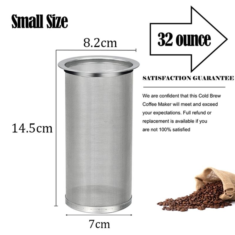 Mason Jar-cafetera de acero inoxidable para infusiones de té frío, colador de filtro de malla de té con hojas sueltas