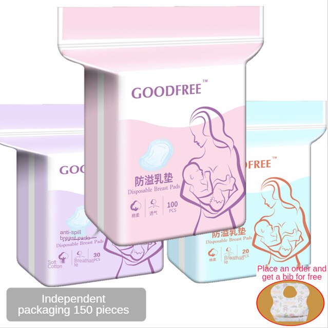 Anti-Spill Zoogcompressen Wegwerp Zoogcompressen Ultra-Dunne Ademende Borstvoeding Lekvrije Borst Pad Spill Preventie borst Pad: Independent packaging 150 pieces free portable bib
