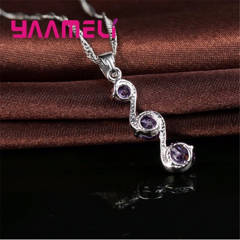 Originele 925 Sterling Silver Wedding Engagement Sieraden Sets Voor Vrouwen Meisje Dames Hanger Ketting Oorringen