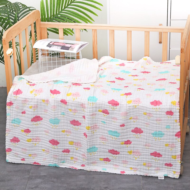 Baby Blanket Muslin Swaddle for Newborn Boy Girl Blanket 6 Layers Organic Baby Bedding Blanket Cotton Gauze Blanket Diaper: Cloud