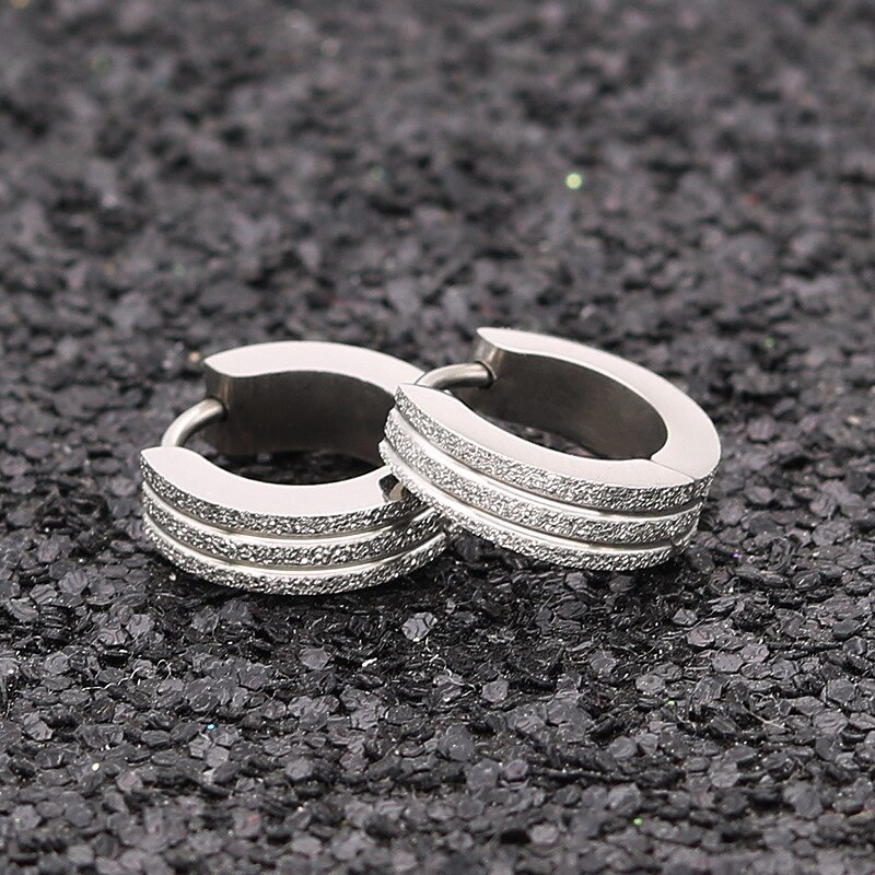 Earrings Men&#39;s Round Titanium Steel Earrings Men&#39;s Jewelry Accessories Hipster Rock Style Punk Circle Earrings for Men: silver