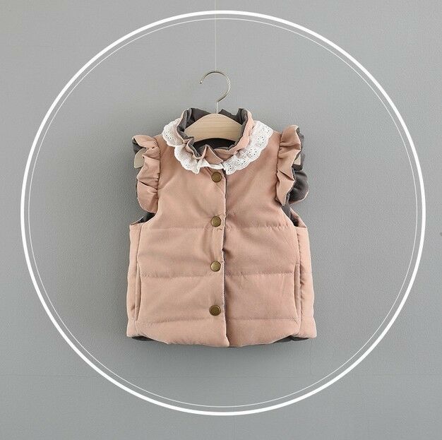 Herbst Winter Süße Baby Mäntel Mädchen Kleinkind Mantel Neugeborenen Jacke Rüschen Ärmelloses Verdicken Weste Oberbekleidung Weste 0-4T