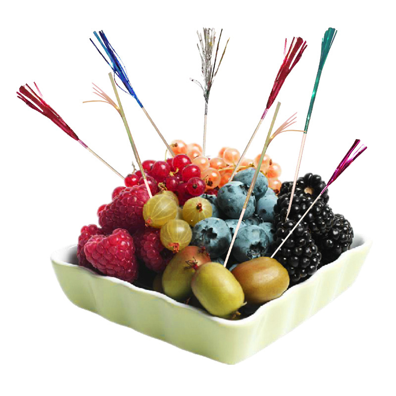 100 Pieces Disposable Fruit Dessert Sticks Party Tableware Cocktail Picks Fireworks Cake Topper Toothpicks For Wedding Decor