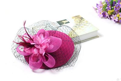 mujer boda sombrero flor negro para de novia velo pelo con peine perla con cuentas para novia sombreros y fascinadores: Rosa
