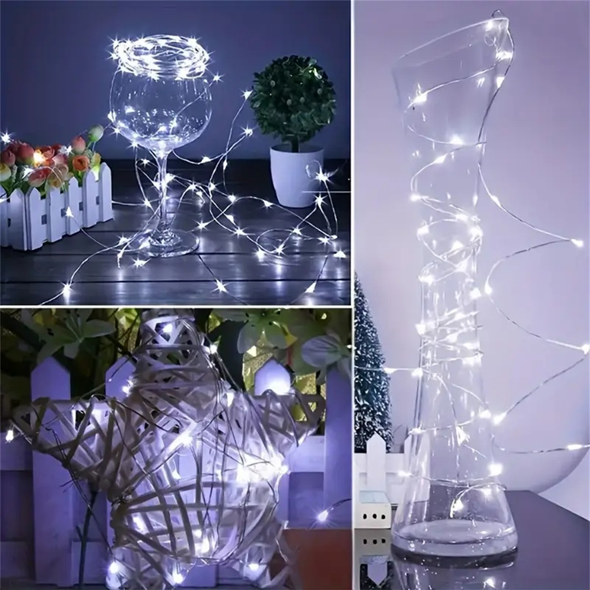 Cadena de luces LED con batería, alambre de cobre impermeable, luces de cielo estrellado, utilizado para decoración de fiestas y Ramos, 6,6 pies, 20 LED, 4/10/40