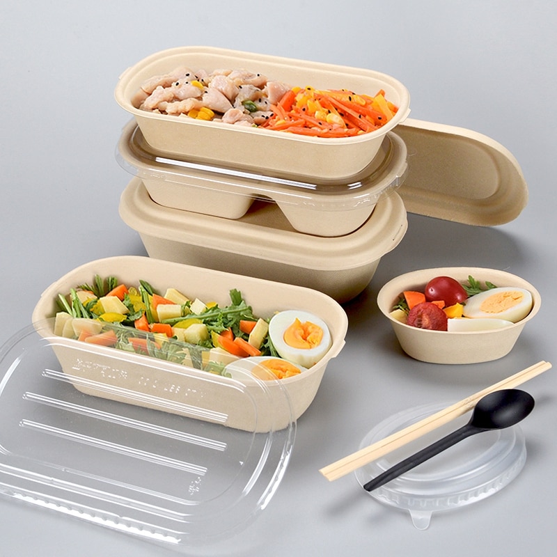 10 PCS Bento Box Eco-Friendly Lunch Box Food Container Disposable Pulp Microwavable Dinnerware Home Healthy Material Lunch Box