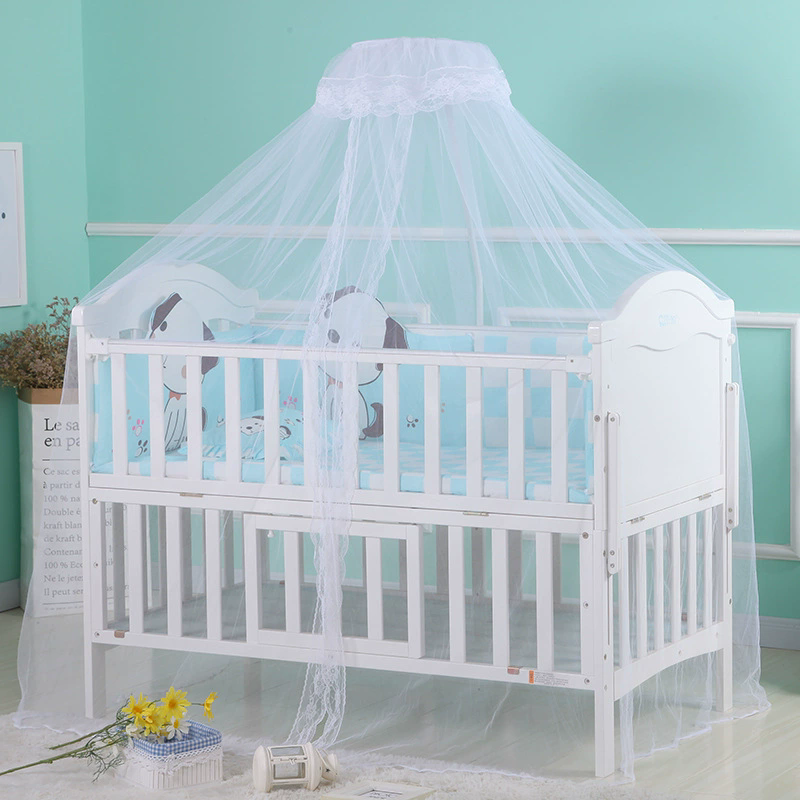 Summer Mosquito Net Baby Newborn Canopy Bed Net Stand Infant Cot Dome Mosquito Net Hang Bed Curtain Support Foldable Crib Tent: Ivory