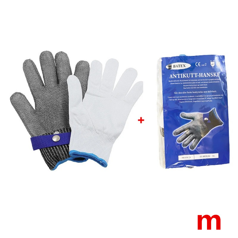 Edelstahl-Handschuhe, rutschfest, sicher, schnittfest, Handschutz, Metallhandschuh, Fleischgeflecht, für Metzger, Draht, Messer, sicherer Schnitthandschuh: Schwarz