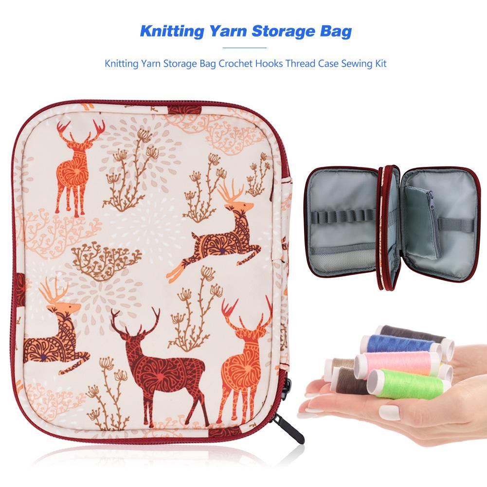 Portable Durable Nylon Yarn Storage Bag Multi-functional Crochet Thread Storage Case Sewing Kit Classic Travel Organizer