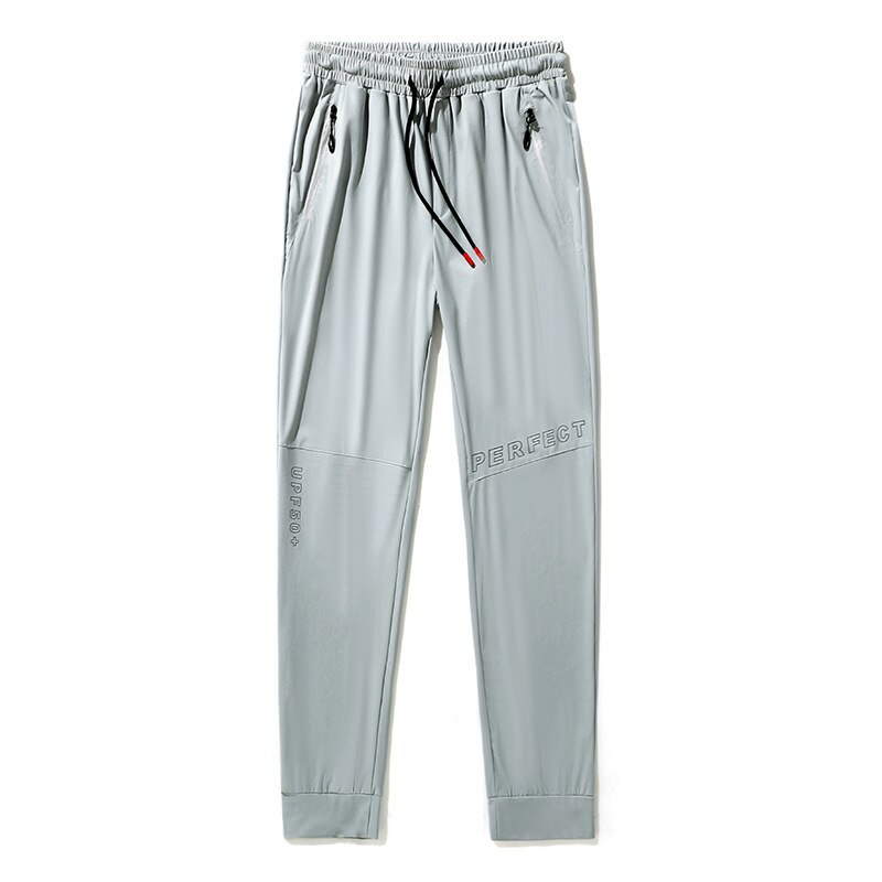 M-8XL Mannen Sport Broek Ice Cool Gym Ademende Lichtgewicht Sneldrogende Broek Mannen Lange Broek Mannelijke Zwarte Broek Running broek: Grijs / M