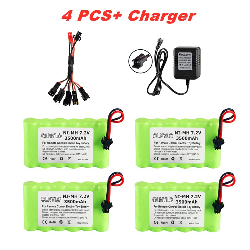 7,2 V 3500mAh Ni-Mh Akku und Ladegerät einstellen Für Rc Spielzeug Autos Panzer Lkw Roboter Pistolen Boote AA 7,2 V NI-MH Akku: 4Stck