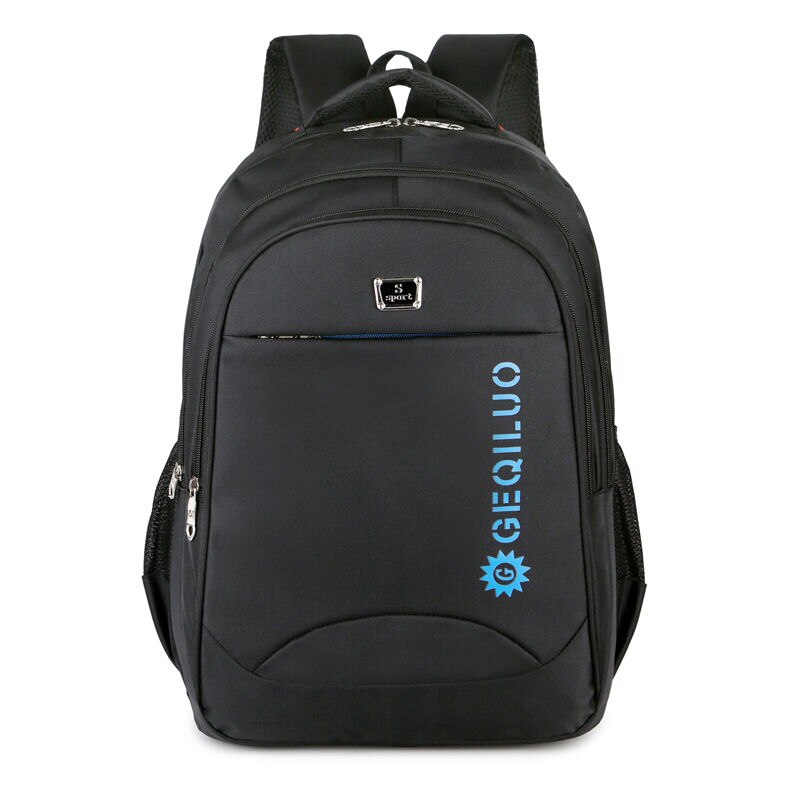 Stor kapacitet mænds rygsæk sort nylon junior high school taske teen studerende taske mandlige computer rygsæk college stil: Blå
