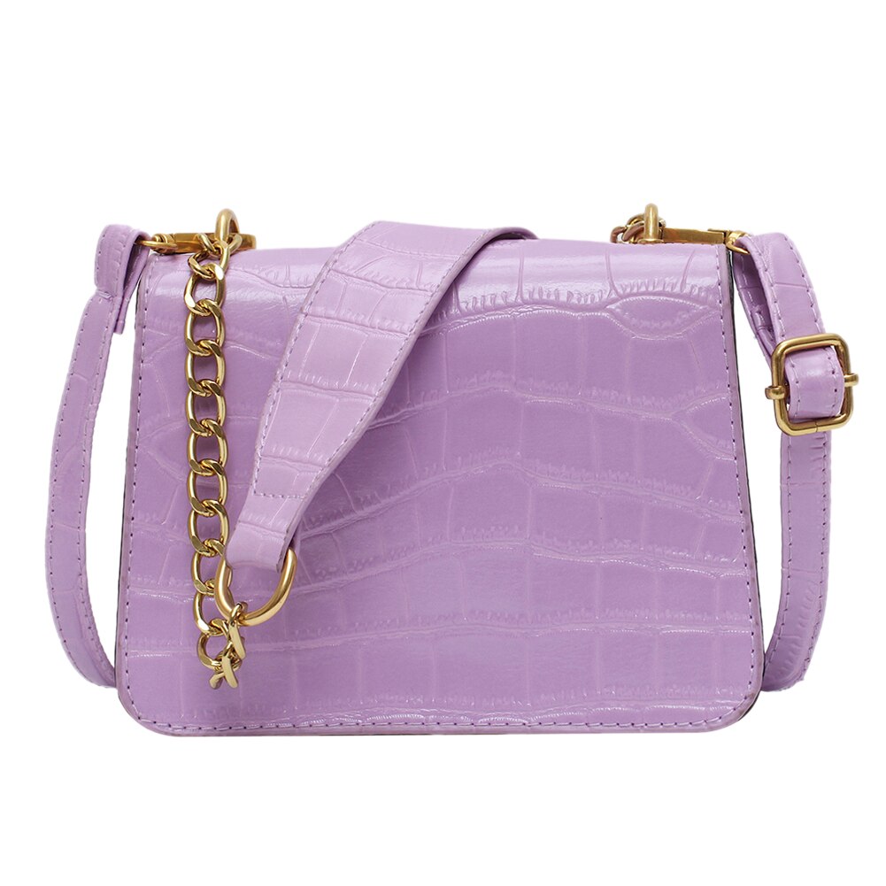 Sacchetto di Spalla dell'annata Delle Signore Catena Della Spalla messaggero Borsa Crossbody di Cuoio Delle Donne Della Borsa di colore Solido Borsa Femminile: VIOLA