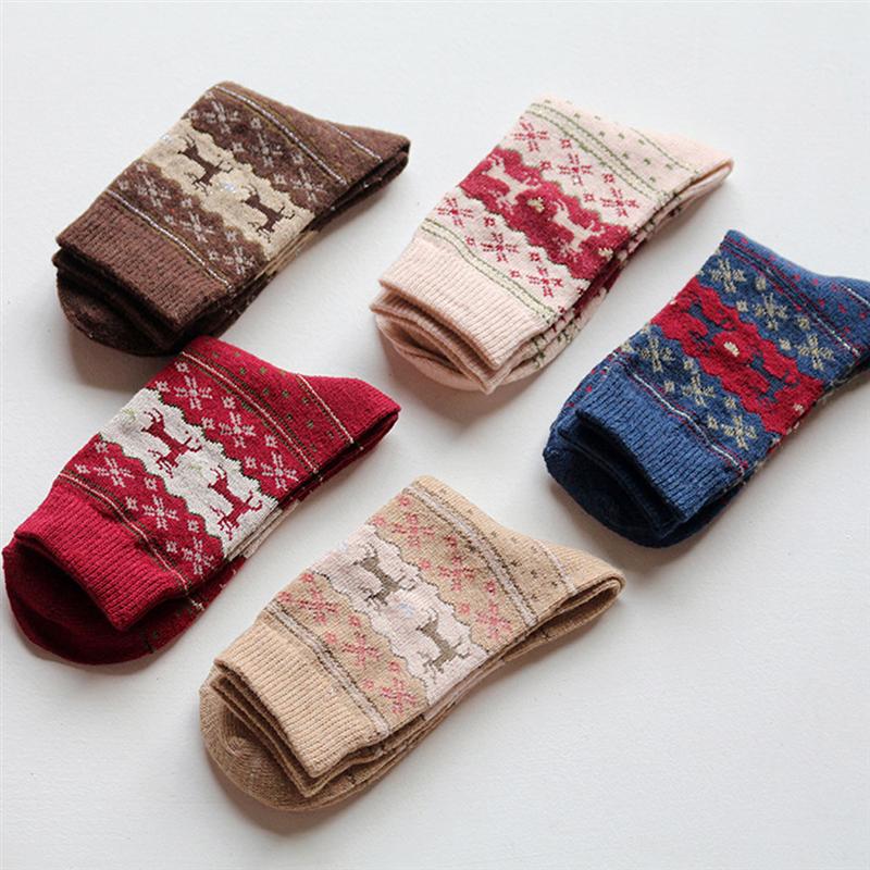 Kvinder uldsokker varm vinter tykke sokker juledyrsokker