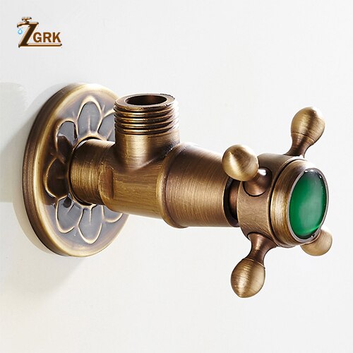 ZGRK Brass Angle Valve Water Control Valve Antique Water Tap Shower Diverter Valve Bathroom Water Fill Valve: SJF06