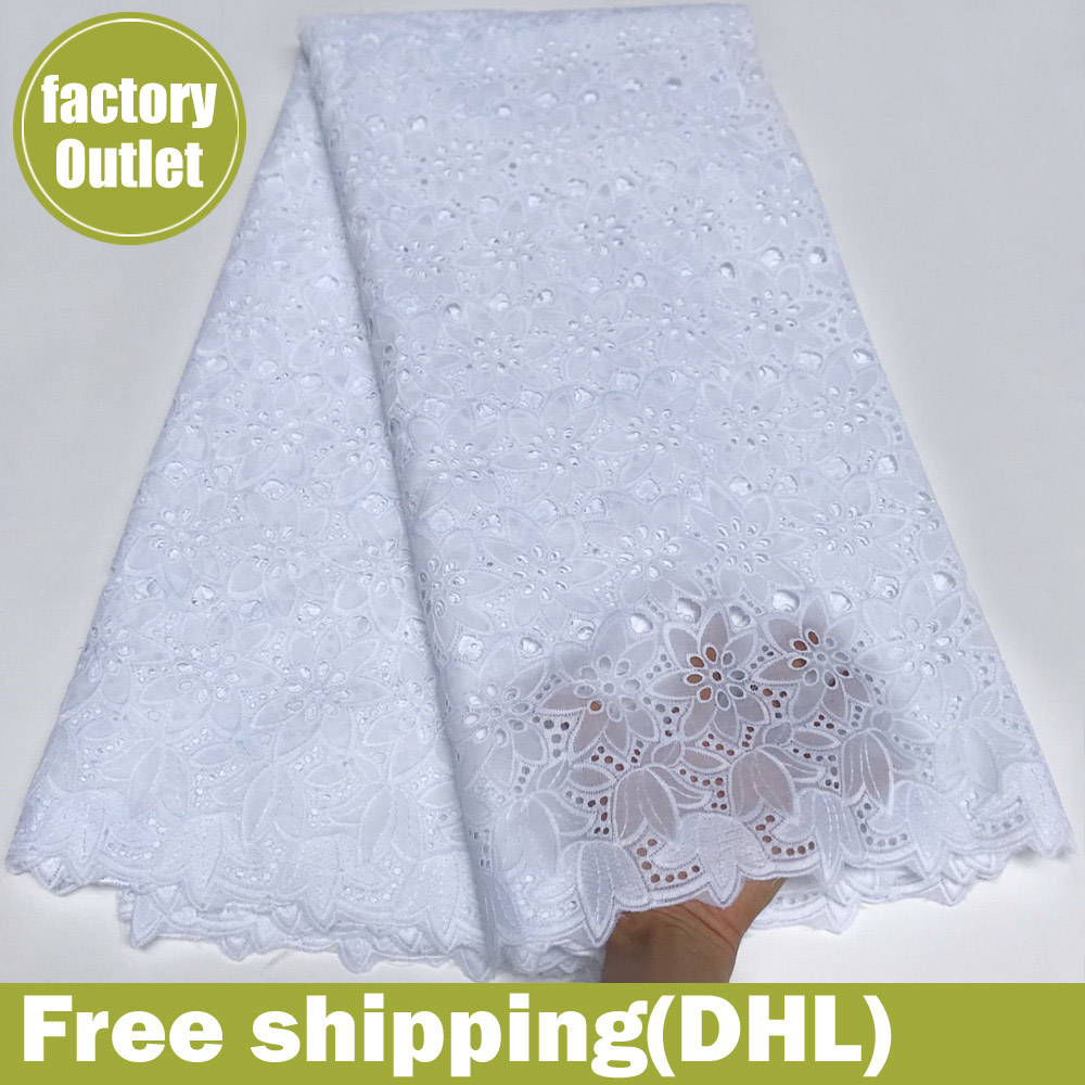 Encaje de gasa suizo en suiza Los últimos encajes africanos tela de algodón de encaje de bebé tela blanca para vestidos 5 yardas/lo5815