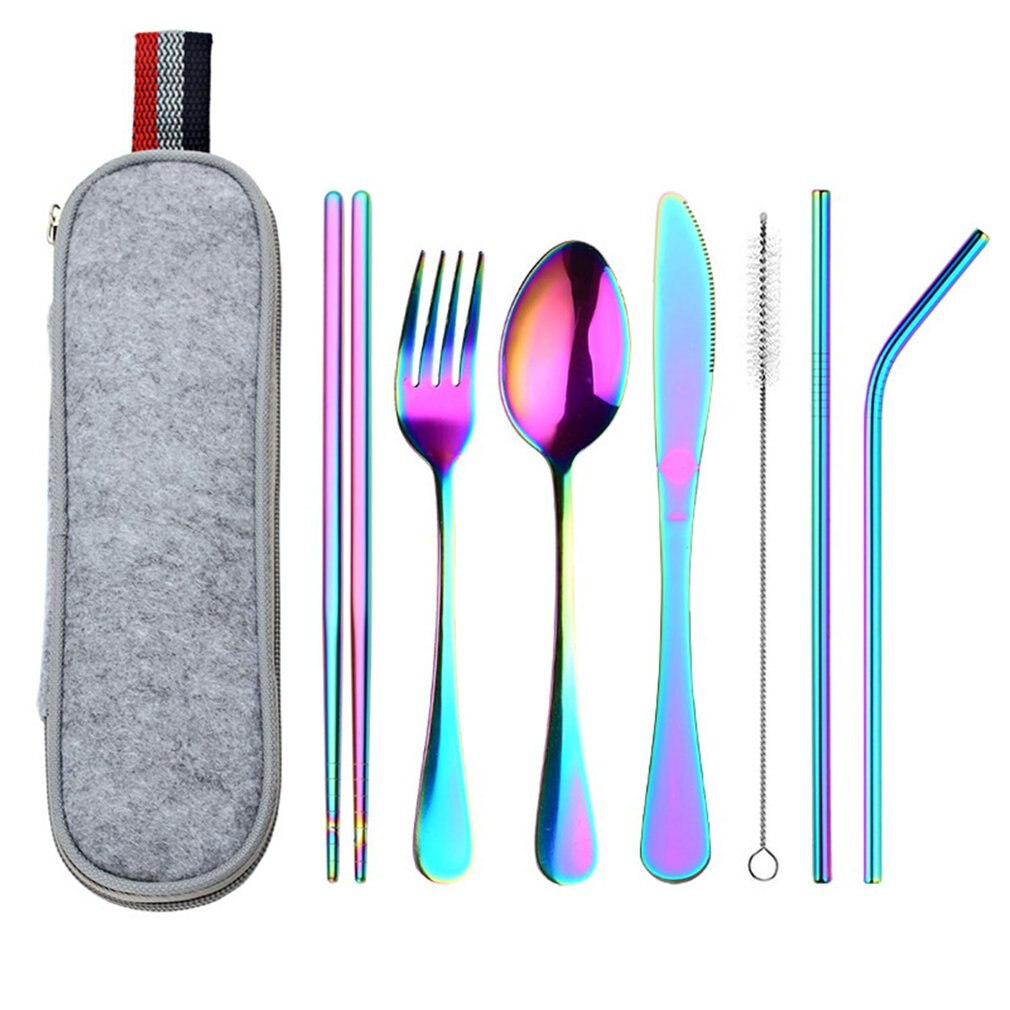 5pcs 7pcs Dinnerware Cutlery Set Tableware Set Cutlery Stainless Steel Spoon Fork Spoon Tableware Kitchen Spoon And Fork Set: Black
