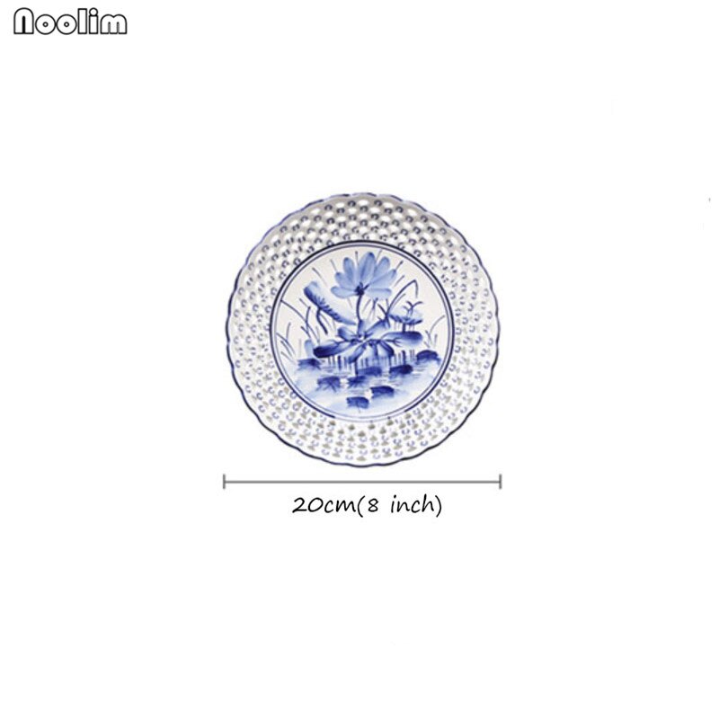 Fondo Chino de porcelana azul y blanca para porche, decoración creativa de pared con plato de ciruela para colgar en la sala de estar y el hogar,