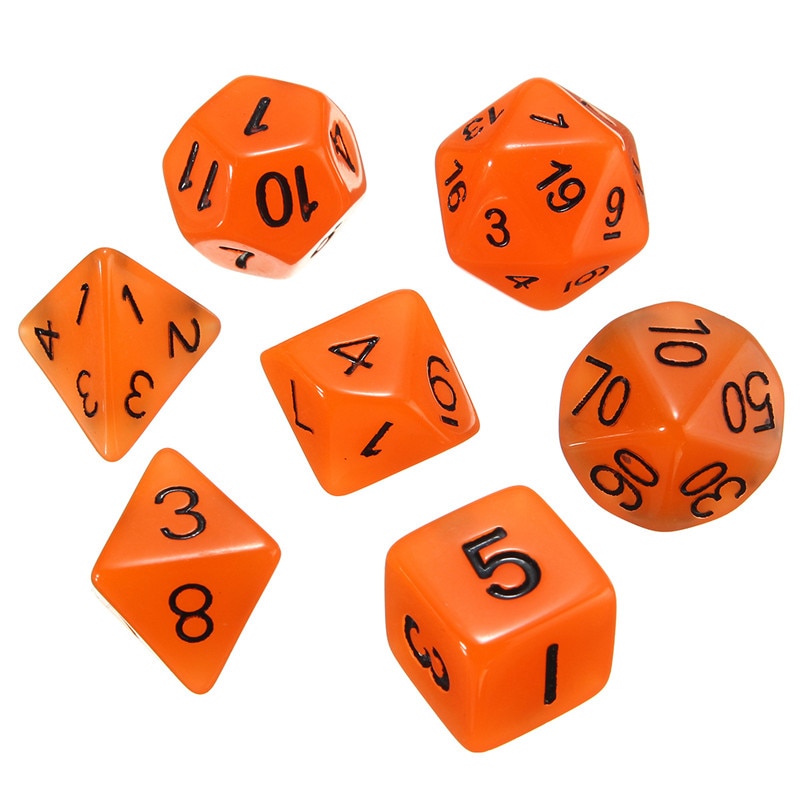 Ensemble de dés lumineux, 7 pièces, ensemble de dés polyèdres pour RPG, d4 d6 d8 d10 d12 d20, flambant neuf