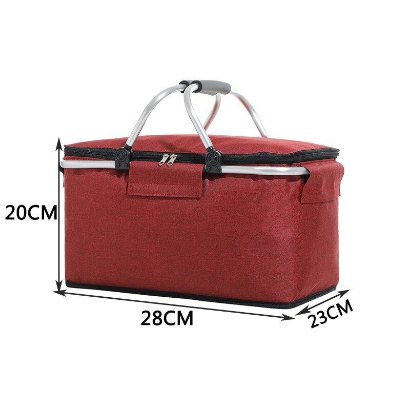 Vouwen Picknick Draagbare Ijs Mand Grote Capaciteit Isolatie Picknick Zak Fruit Warmte Isolatie Warmte Rame Waterdichte Voering Gezondheid: Red-S