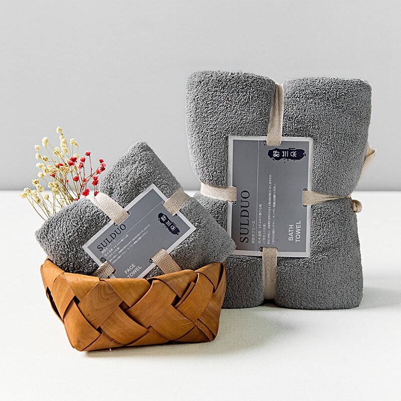 Adulte absorbant ensemble de serviettes de bain chaîne tricoté polyester brocart corail polaire serviette de bain hôtel serviette serviette de bain: light grey