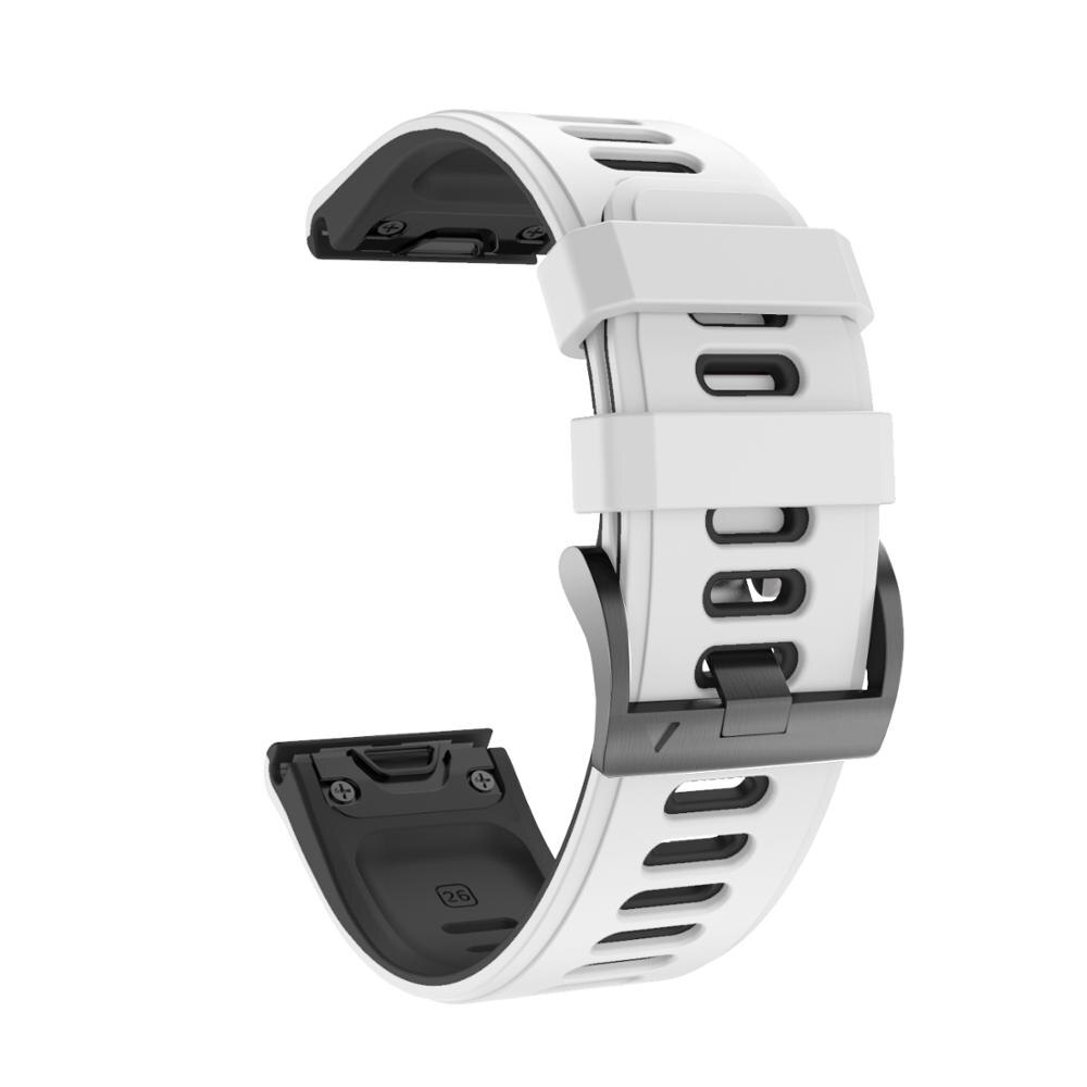 Anbest 26mm silikon klokkerem for fenix 6x 5x sport silikon klokkerem med hurtigreim for fenix 5x 3 3 hr: Hvit