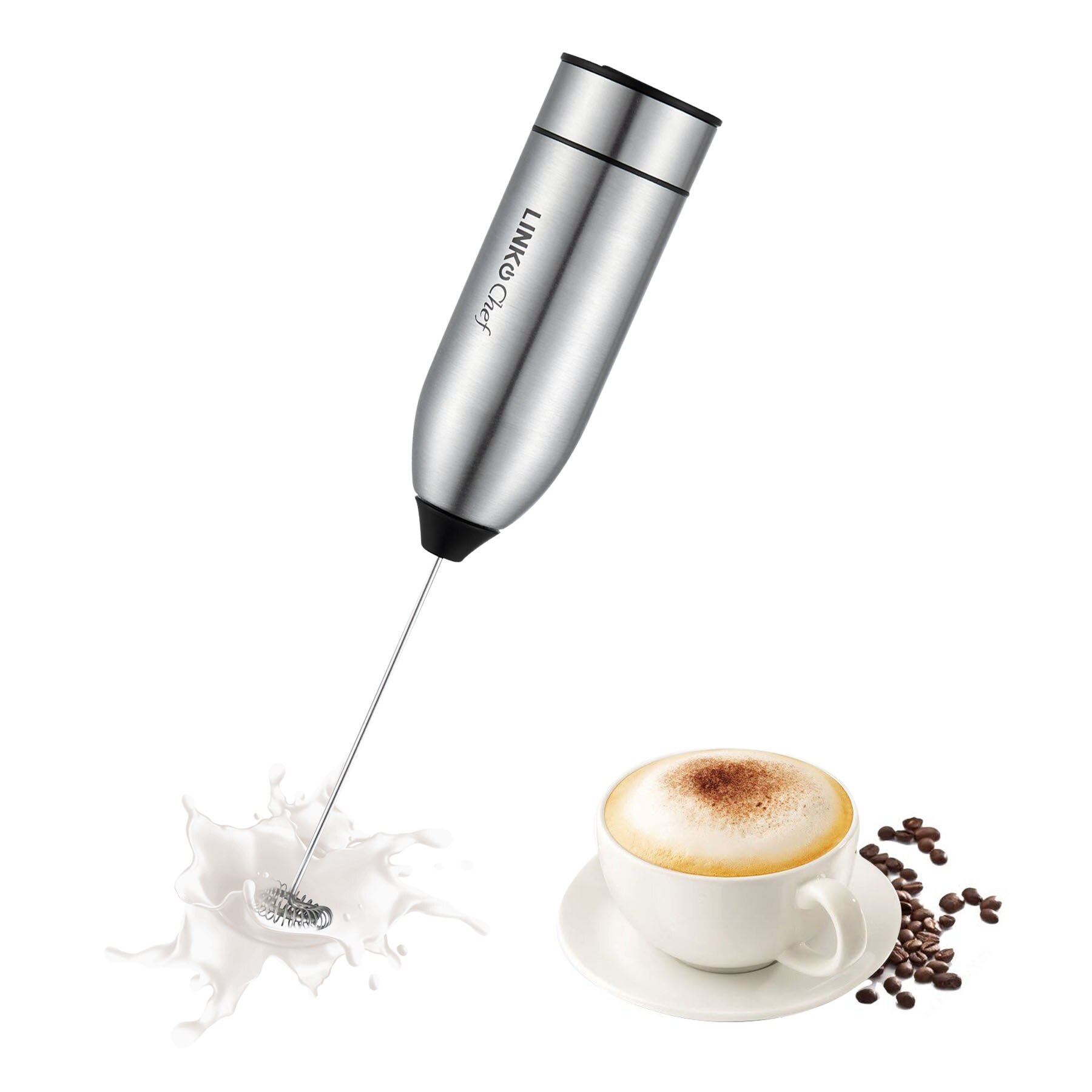 Mini Espumador de leche eléctrico de mano, vaporizador de acero inoxidable para café, capuchino, Latte, Matc, funciona con batería: JP