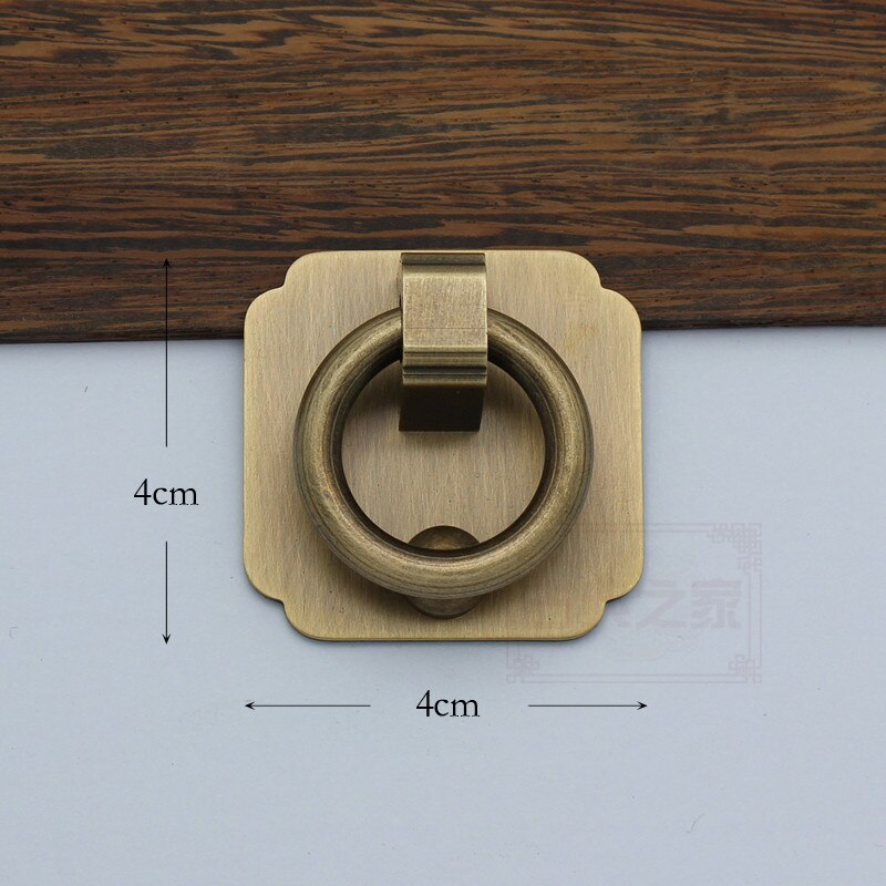 Pure copper Chinese style copper ring handle solid wood furniture drawer copper piece pull ring door decoration handle antique p: Ivory