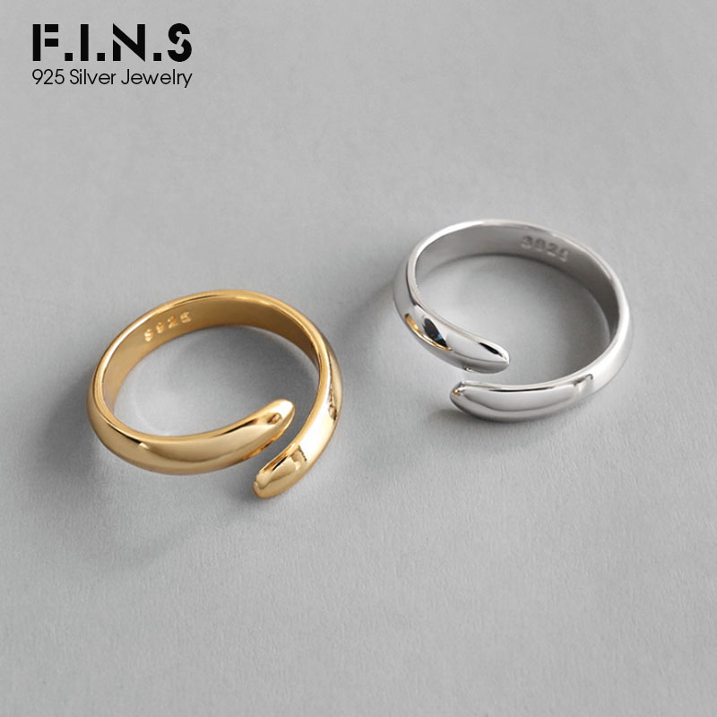 F.I.N.S Koreaanse 100% 925 Sterling Zilveren Ring INS Eenvoudige Gladde Vrouwelijke Ring Open Goud Zilver Engagement Ringen voor Vrouwen