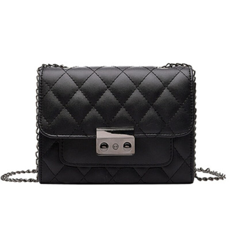 Carteras cruzadas para mujer antirrobo Cartera de viaje en una cadena de cuero de PU: Black