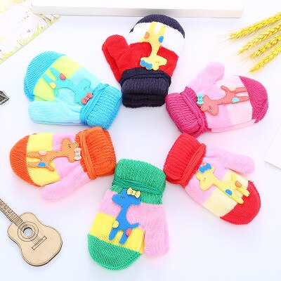 0-3 jahre alt Baby Gestrickte Warme Handschuhe Junge/Mädchen Nette Karikatur Winter Baby Nette Finger Handschuhe freundlicher der Handschuh Karikatur Handschuhe: C zufällig Farbe