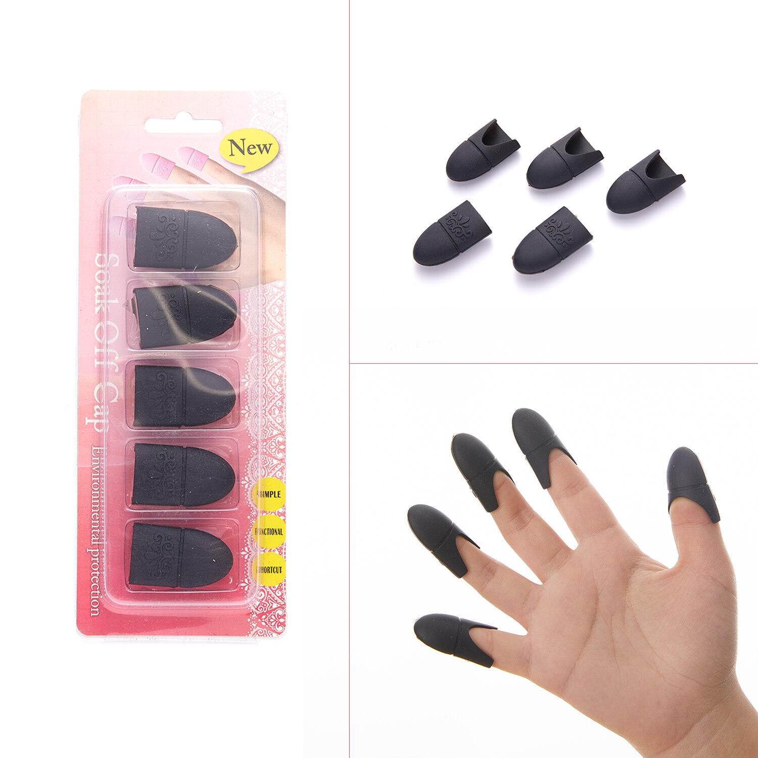 Wearable Nail Soakers Pad Holder UV Gel Polish Remover Caps Tips Acrylic Off Nail Art Removal Tools Reusable Silicone