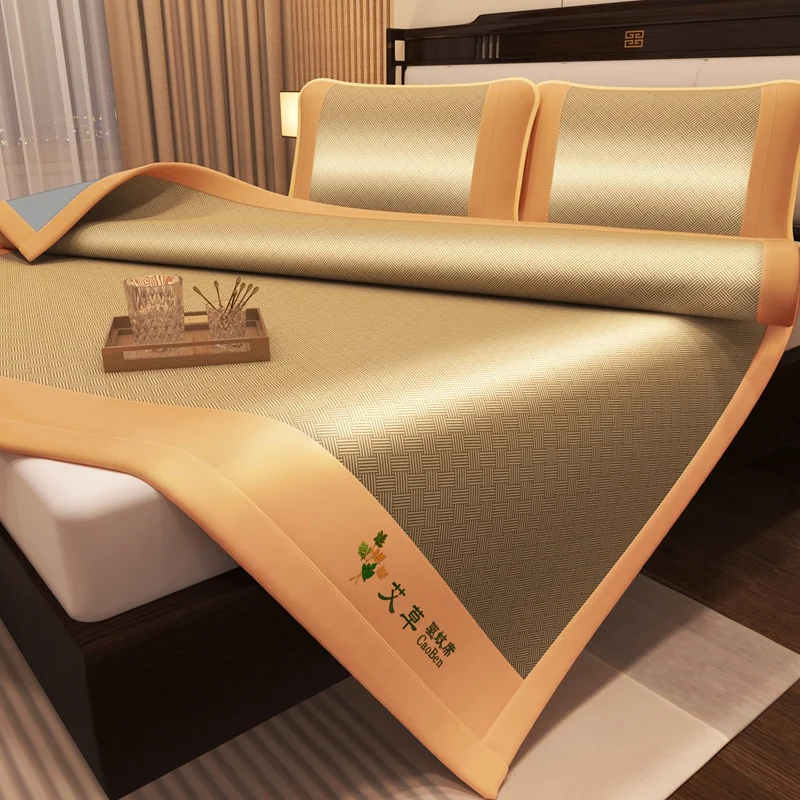 WASART Zomer koolstof lichte vezels 1800D koeling airconditioning slaapmat koel gevoel koud laken luxe bedbeschermingskussen: King / YELLOW