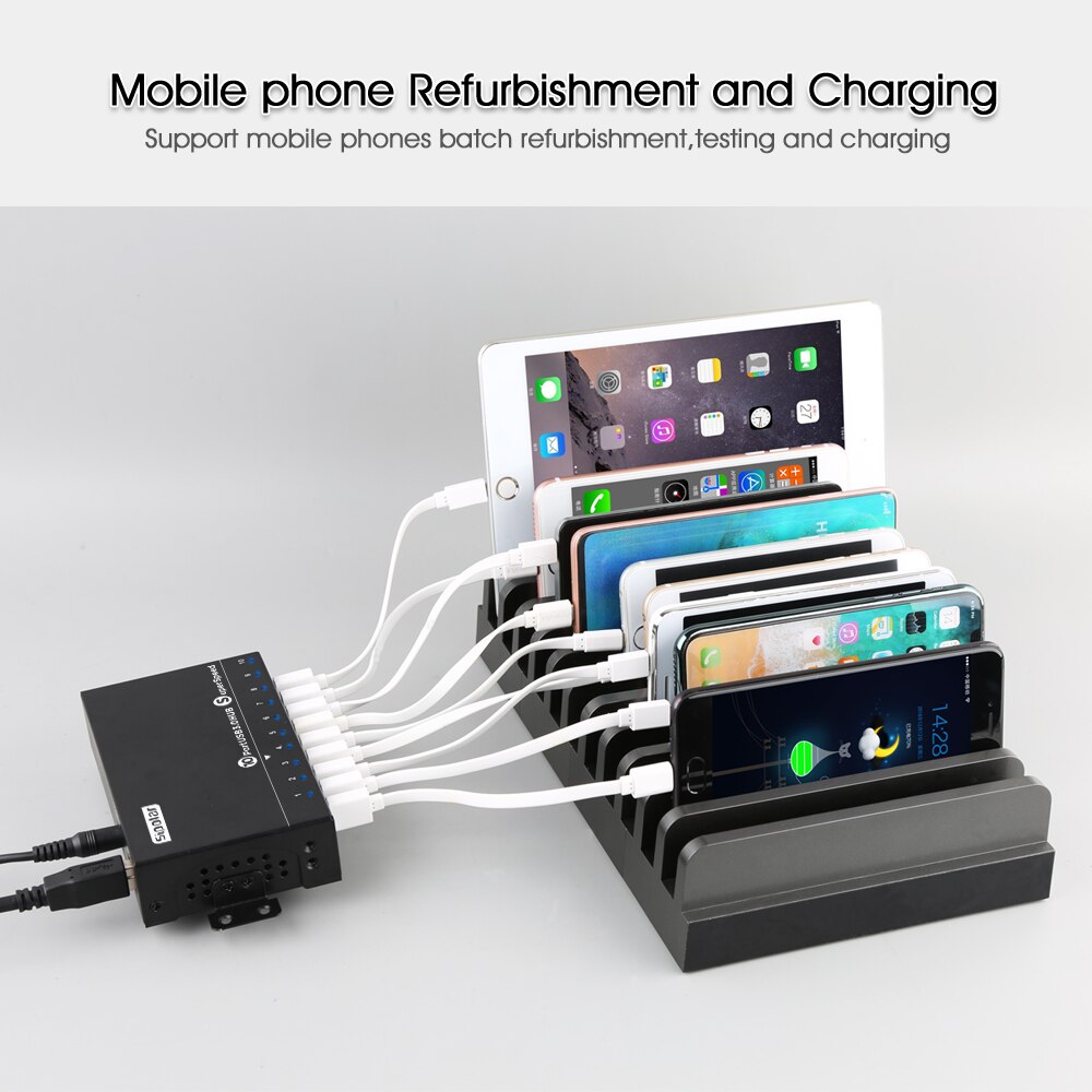 Sipolar Industrial 10 Port USB 3.0 Data And Charger Mountable Rugged USB Hub with Wall Mountable For assembly Lines Server Rack