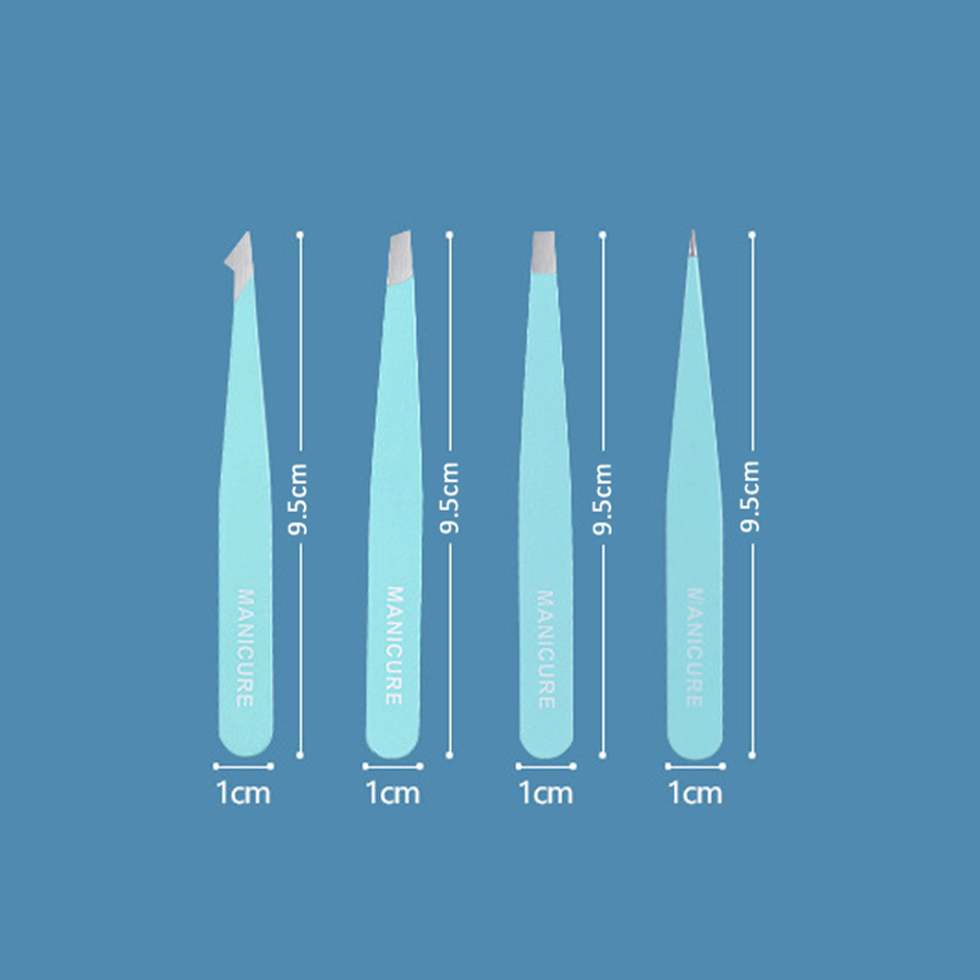 4-delige kleurrijke wenkbrauwpincet Haarschoonheid Fijne harentrekker Roestvrij staal Schuine wenkbrauwclips Verwijdering Make-up gereedschap