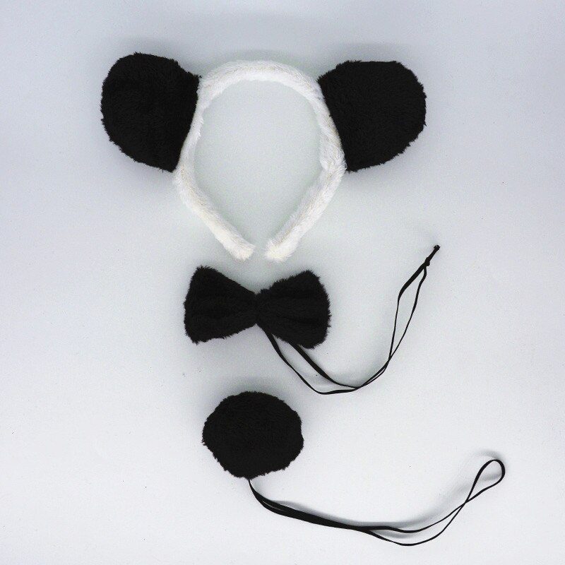 Costume de Panda pour femmes et filles, bandeau Cosplay, jupe Tutu, cravate, patte de queue, blanc, noir, de fête d&#39;anniversaire, fête prénatale, Halloween