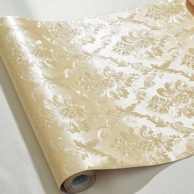 60Cm X 5M Vinyl Zelfklevende Behang Home Decor Bloemen Wandbekleding Voor Woonkamer Slaapkamer Achtergrond Waterdichte Muur stickers: Beige