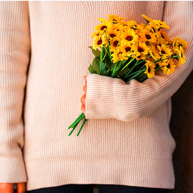 20 Hoofd Nep Zonnebloem Zijde Kunstmatige Bloemen Boeket Voor Wedding Party Christmas Festival Event Tafel Decoratie Nep Bloem
