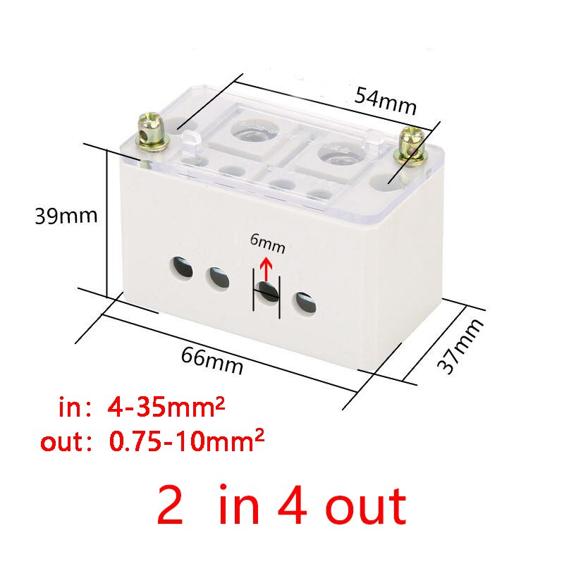 Enkele Fase 2-In 4 / 8 / 12/16 Uitgaande Terminal Box Huishouden Distributie Doos Junction Box Klemmen Blok 220 V: 2 in 4 out