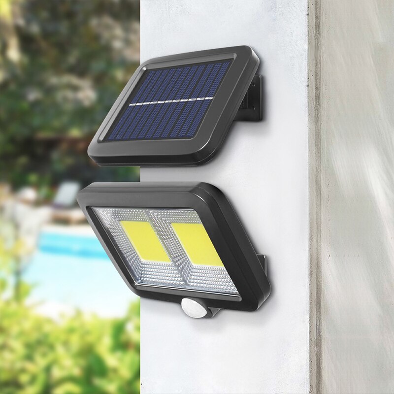 Pir bevægelsessensor outdooe gadelys solpanel strøm 30w 600lm cob 120/100 led vandtæt sollys væg have solcellelamper
