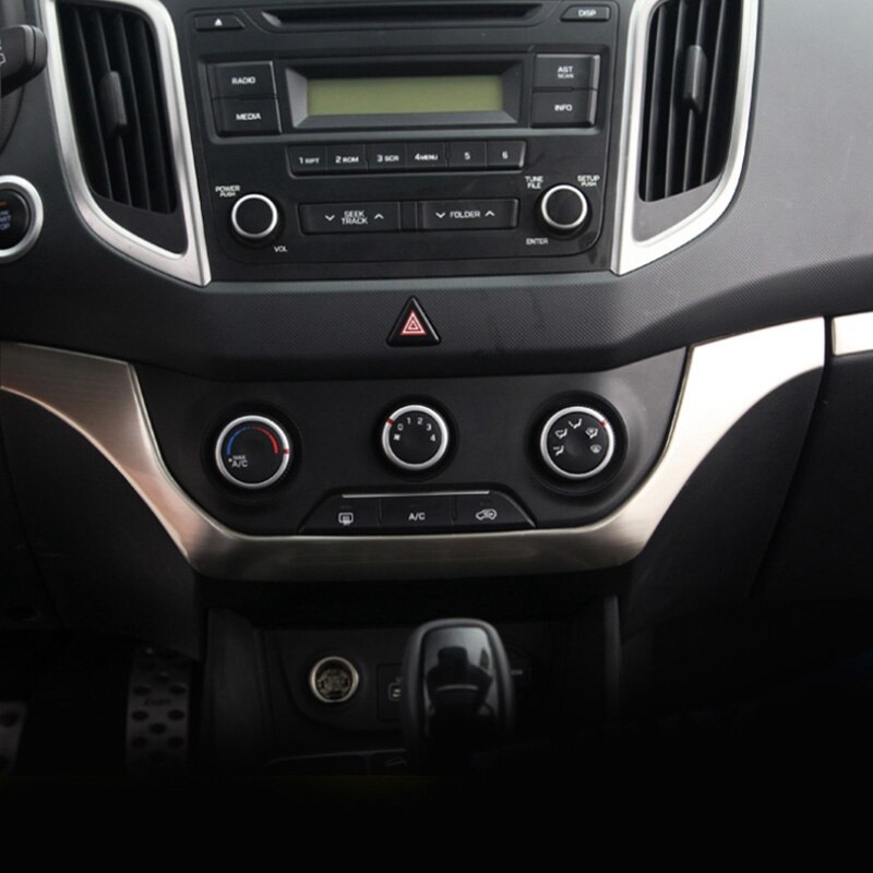 for Hyundai Creta Ix25 Accessories Car Dashboard Central Control Trim Cover Stainless Steel Interior Mouldings