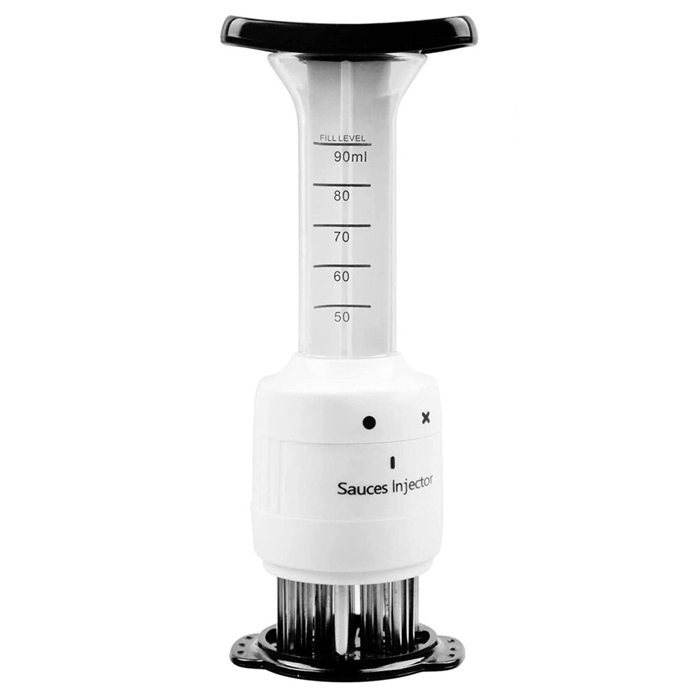 Inyector de adobo 2 en 1 para carne, tensor de salsa con aguja de acero inoxidable, utensilios de cocina para barbacoa, carne, carne y salsa de ternera: Marinade Injector