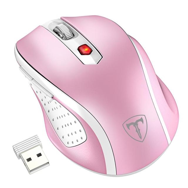 VicTsing — Souris ss fil 2,4 GHz, 2400 DPI, économie d&#39;énergie, PC, Laptop, périphérique non filaire, 6 boutons, ergonomique, basse consommation, MM057 pour ordinateur fixe et portable: MM057-Pink
