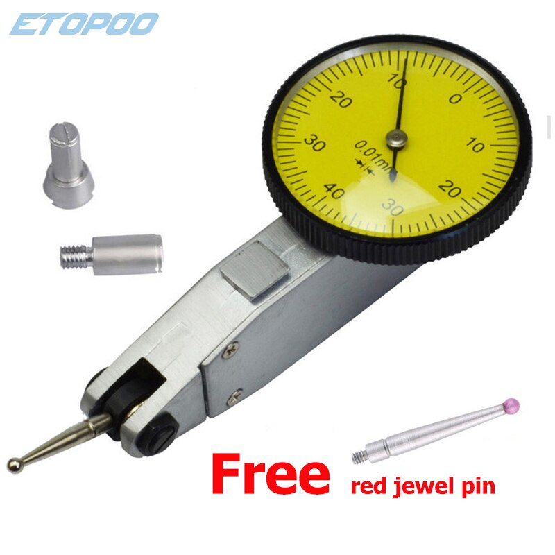 0-0.8Mm Precisie Wijzerplaat Gauge Test Hendel Indicator Schaal Meter Nauwkeurigheid Indicator Centrum Finder Micrometre Gratis Red Jewel pin